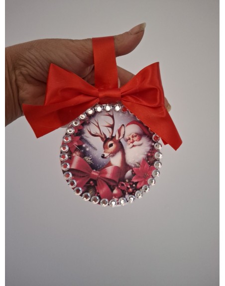 Sfera natalizia 10 cm con babbo natale