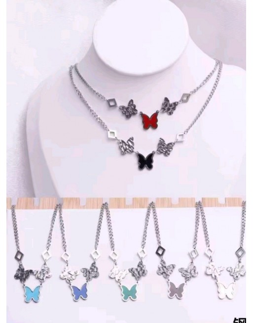 Collana acciaio  modello farfalla