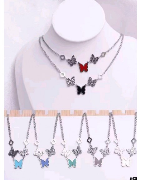 Collana acciaio  modello farfalla