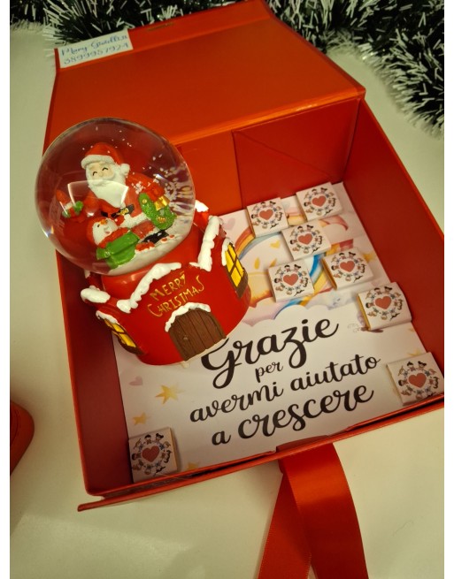 Box maestra con scatola personalizzata  , sfera neve, cioccolatini