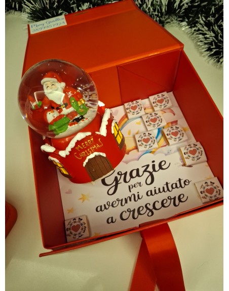 Box maestra con scatola personalizzata  , sfera neve, cioccolatini