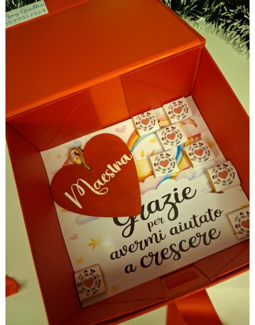 Box maestre con scatola personalizzata cuore legno personalizzato cioccolatini