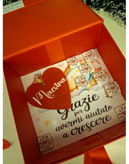 Box maestre con scatola personalizzata cuore legno personalizzato cioccolatini
