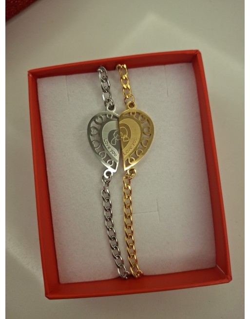 Coppia bracciali cuori spezzati