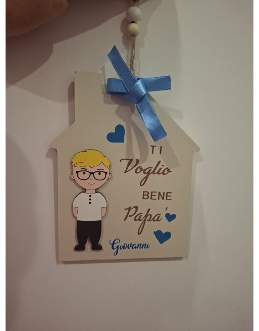 Targa misura 15 cm legno con frase ti voglio bene papa\'