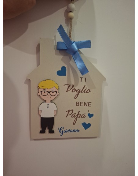 Targa misura 15 cm legno con frase ti voglio bene papa\'